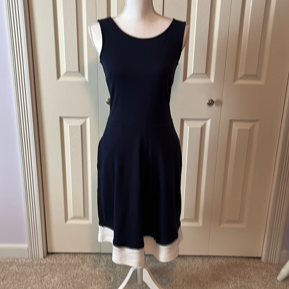 Talbots navy and white dress size P